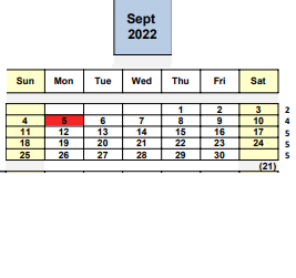 District School Academic Calendar for Bel Air Elementary for September 2022