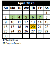 District School Academic Calendar for Benning Hills Elementary School for April 2023