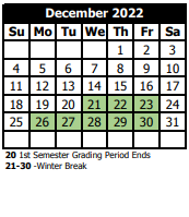 District School Academic Calendar for ST. Elmo Center For Gifted Education for December 2022