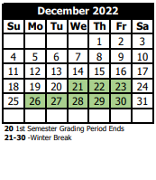 District School Academic Calendar for ST. Marys Video And Communication Technology for December 2022