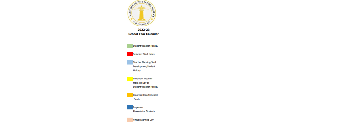 District School Academic Calendar Key for Hannan Elementary