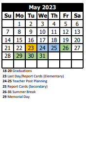 District School Academic Calendar for Marshall Middle School for May 2023