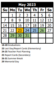 District School Academic Calendar for Shaw High School for May 2023