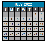District School Academic Calendar for Bellshire Elementary Design Center for July 2022