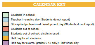 District School Academic Calendar Legend for Warner Elementary Enhanced Option School
