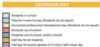 District School Academic Calendar Legend for Napier Elementary Enhancement Option