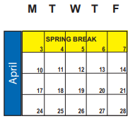 District School Academic Calendar for The Journey (yic) for April 2023