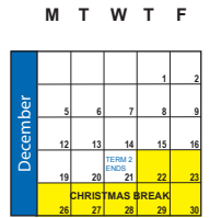 District School Academic Calendar for Oakridge School for December 2022