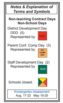 District School Academic Calendar Legend for Cornerstone Evening