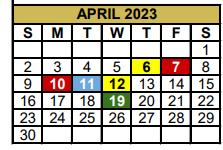 District School Academic Calendar for Alternative Education School for April 2023