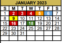 District School Academic Calendar for Hillcrest El for January 2023