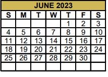 District School Academic Calendar for Jefferson Co Youth Acad for June 2023