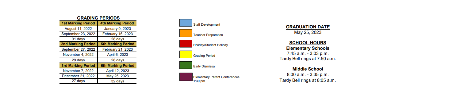 District School Academic Calendar Key for Hillcrest El