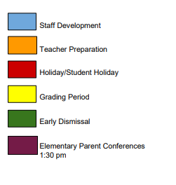 District School Academic Calendar Legend for Helena Park Elementary