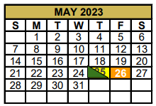 District School Academic Calendar for Alternative Education School for May 2023
