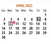 District School Academic Calendar for Lamar Elementary for April 2023