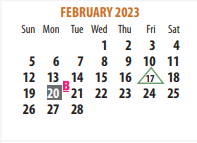 District School Academic Calendar for Memorial Intermediate for February 2023