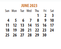 District School Academic Calendar for Oakrun School for June 2023