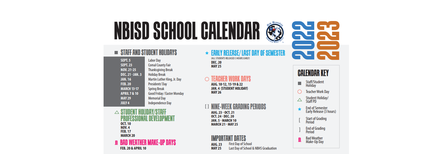 District School Academic Calendar Key for Oakrun School