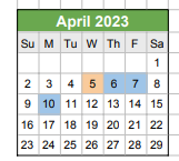 District School Academic Calendar for Benjamin Jepson Magnet School for April 2023