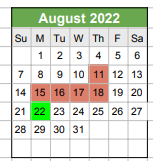 District School Academic Calendar for Barnard Environmental Magnet School for August 2022