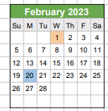 District School Academic Calendar for King/robinson Magnet School for February 2023