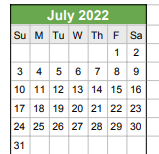 District School Academic Calendar for John S. Martinez School for July 2022