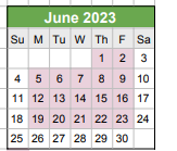 District School Academic Calendar for Cooperative High School for June 2023