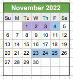 District School Academic Calendar for Troup Middle School for November 2022