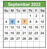 District School Academic Calendar for Benjamin Jepson Magnet School for September 2022