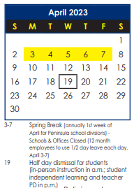 District School Academic Calendar for B. C. Charles Elementary for April 2023