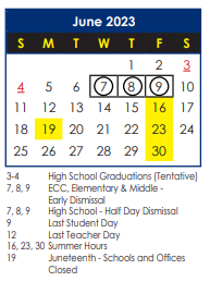 District School Academic Calendar for General Stanford Elementary for June 2023