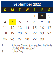 District School Academic Calendar for General Stanford Elementary for September 2022