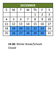 District School Academic Calendar for Mary Calcott ELEM. for December 2022