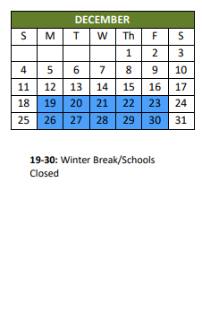 District School Academic Calendar for Easton Preschool for December 2022