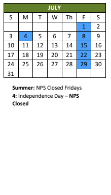 District School Academic Calendar for Sewells Point ELEM. for July 2022