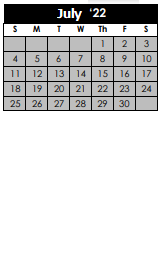 District School Academic Calendar for Regency Place Elementary School for July 2022