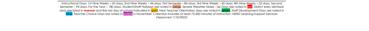 District School Academic Calendar Key for Regency Place Elementary School