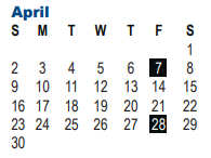 District School Academic Calendar for Clark High School for April 2023