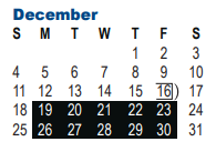 District School Academic Calendar for Taft High School for December 2022