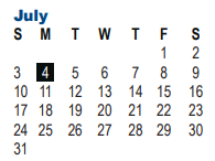 District School Academic Calendar for Rudder Middle School for July 2022