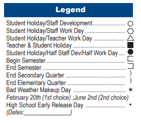 District School Academic Calendar Legend for Stevenson Middle School