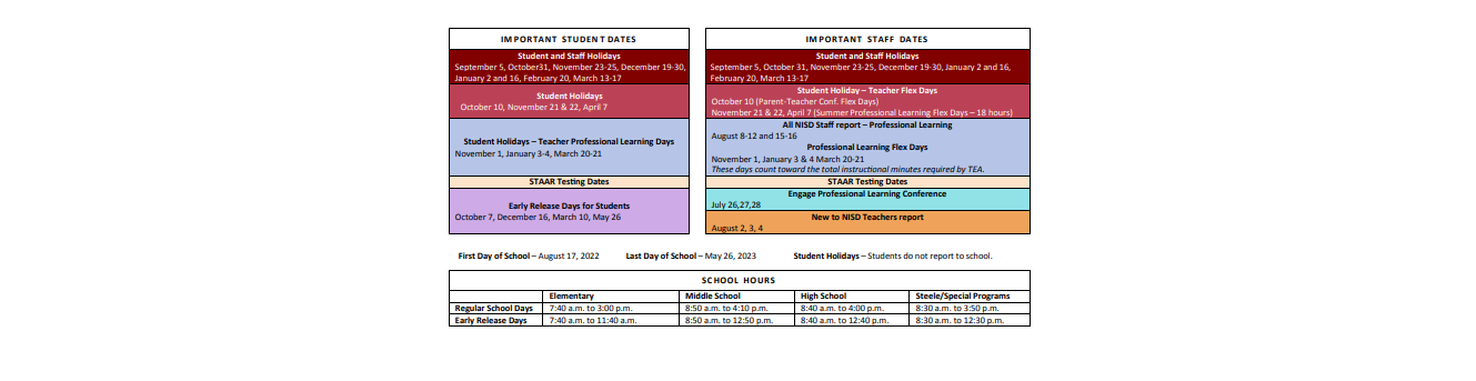 District School Academic Calendar Key for Prairie View Elementary