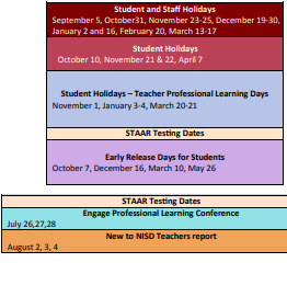 District School Academic Calendar Legend for Sonny & Allegra Nance Elementary