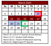 District School Academic Calendar for Prairie View Elementary for March 2023