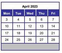 District School Academic Calendar for Silver SANDS-EXCEP. Children for April 2023