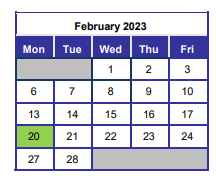 District School Academic Calendar for North Okaloosa Institute for February 2023