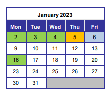 District School Academic Calendar for Laurel Hill School for January 2023