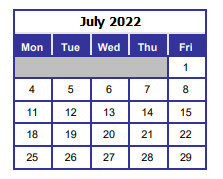 District School Academic Calendar for Northwest Florida Ballet Academie for July 2022