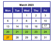District School Academic Calendar for North Okaloosa Institute for March 2023